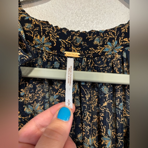 Free People Feeling Groovy Border Midi Dress – Dark Blue Boho Floral - Picture 7 of 8